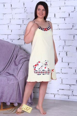 dress37 Сорочка женская «Кошкин дом» молоко