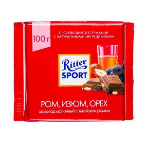 Шоколад Риттер Спорт Ром, Изюм, Орех 100 г