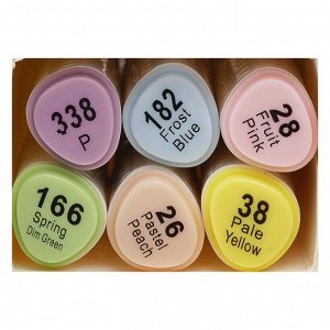 Набор маркеров Superior, профессиональные, двусторонние, 6 шт., 6 цветов, пастель, MS-888