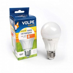 Лампа светодиодная Volpe A60,  Е27, 8 Вт, 3000 К,