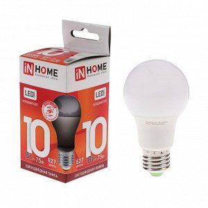 Лампа светодиодная IN HOME LED-A60-VC, Е27, 10 Вт, 230 В, 6500 К, 900 Лм