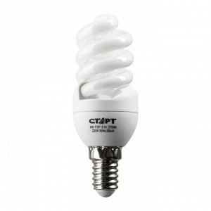 Лампа энергосберегающая "Старт" 9WFSP, Е14, 9 Вт, 2700 К, 230 В, теплый белый