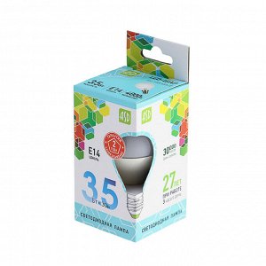 Лампа светодиодная ASD LED-ШАР-standard, Е14, 3.5 Вт, 230 В, 4000 К, 320 Лм