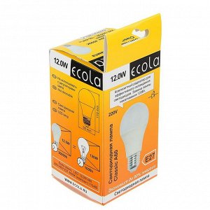 Лампа светодиодная Ecola, А60, 12 Вт, E27, 4000 K, 110 x 60 мм