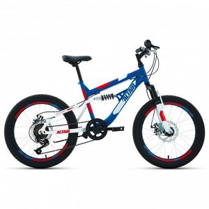 Велосипед 20" Altair MTB FS disc, 2020, цвет синий/красный, размер 14"