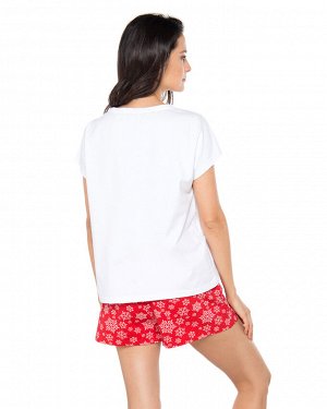 Комплект пижамный жен. (002245) бело-красный