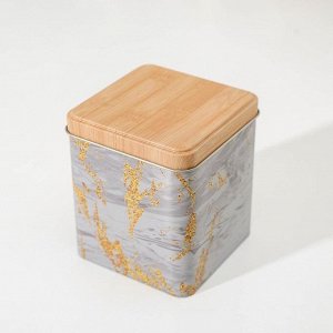 Банка для сыпучих продуктов «Золотой мрамор», 12x10x10 см, цвет серый
