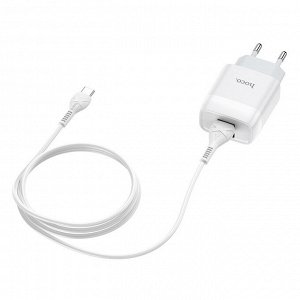 Cетевое зарядное устройство 2USB (2.4A) + кабель Type-C Hoco C73A