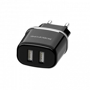 Зарядное устройство BOROFONE BA25A Outstanding 2*USB, 2.4A, черный