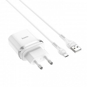 Сетевое зарядное устройство + кабель 1м MicroUSB Hoco Smart Charger QC3.0, 18W, быстрая зарядка, 86x44x26 мм