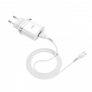 Сетевое зарядное устройство + кабель 1м MicroUSB Hoco Smart Charger QC3.0, 18W, быстрая зарядка, 86x44x26 мм