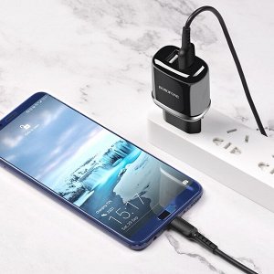 Зарядное устройство BOROFONE BA25A Outstanding 2*USB, 2.4A, черный