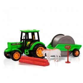 Фрикционная игрушка Handers "Трактор с прицепом: Укладка кабеля" (25,5 см, животн., аксесс.)