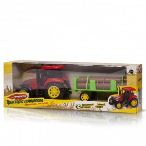 Фрикционная игрушка Handers "Трактор с прицепом: Большой лесовоз" (33 см, съёмн. брёвна)