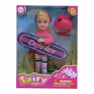 Кукла DEFA Lucy "Малышка со скейтом" (15 см., аксесс., в ассорт.)