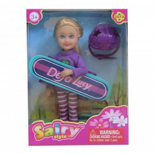 Кукла DEFA Lucy "Малышка со скейтом" (15 см., аксесс., в ассорт.)