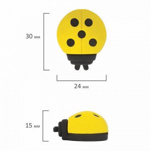 Набор ластиков фигурных ПИФАГОР "Божья коровка" 3 шт., 30x24x15 мм, цвет ассорти, 222480