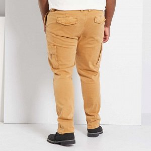 Зауженные брюки в стиле милитари - коричневый