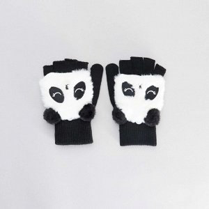 Пара митенок 'панда' - черный