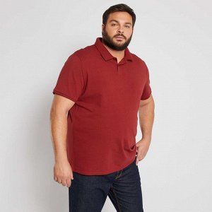 Удобная рубашка-поло из хлопка пике - красный