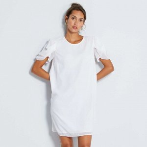 Белое платье с рукавами-буфами - снежно-белый