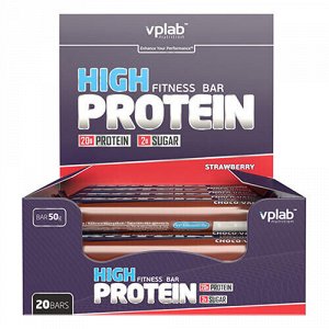 Батончик с протеином "High protein bar", клубника VPLab