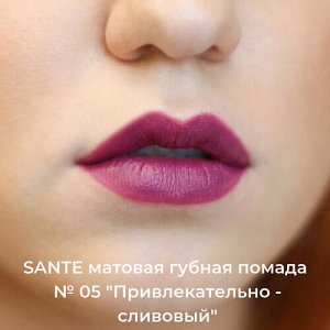 Губная помада матовая № 05 "Привлекательно - сливовый" Sante