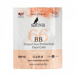 ВВ-крем ухаживающий "№66 Rose Beige SPF 15", пробник Sativa, 1.5 мл