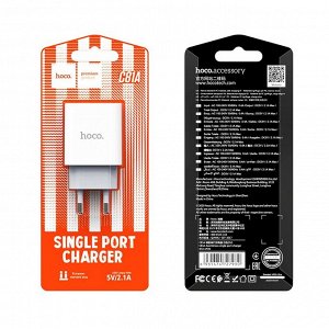 Сетевое зарядное устройство HOCO C81A Asombroso single 1xUSB, 2.1A, 10W, белый
