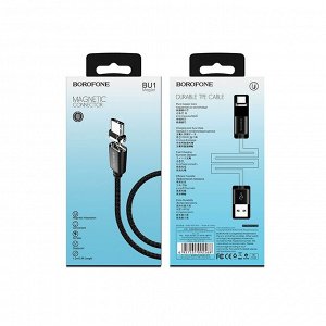 SALE ! Кабель зарядный магнитный BOROFONE BU1 MagJet Type-C / iOS Lightning / Micro-USB 3А, 1,2м, черный Black