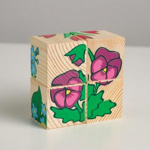Деревянные кубики «Цветочки» 4 элемента, Томик