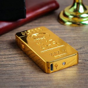 Зажигалка электронная, дуговая, USB, золотая, 3.5х1х7 см