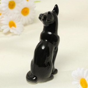 Статуэтка фарфоровая «Кошка Тайка», чёрная, 10см