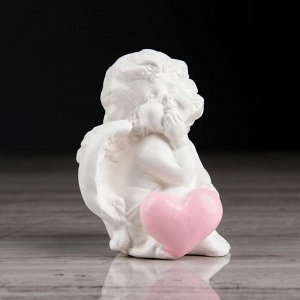 Статуэтка "Валентинка". цвет белый. с розовым декором . 8 см