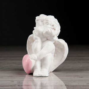 Статуэтка "Валентинка", цвет белый, с розовым декором , 8 см