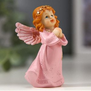 Сувенир полистоун "Девочка-ангел в розовом платье молится" 6,4х3,8х3,3 см