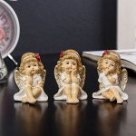 Сувенир полистоун &quot;Ангелочек-девочка с пухлыми щечками задумчивая&quot; МИКС 5,4х3,8х3,9 см