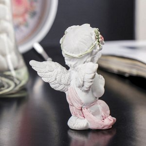 Сувенир полистоун "Белый ангел в рябиновом веночке со свечой/крестом" МИКС 6х5х3,5 см