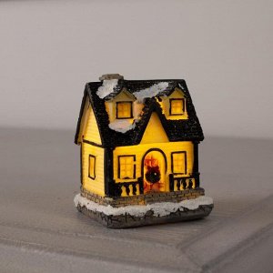 Светодиодная фигура «Зимний домик», керамика, батарейки AG13х2, свечение тёплое белое