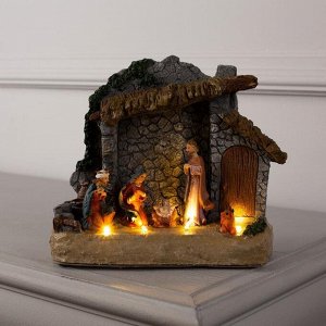 Светодиодная фигура «Рождество» 18x19x8 см, полистоун, батарейки ААх3 (не в комплекте), свечение тёплое белое