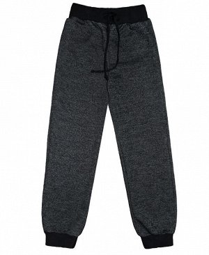 Серые брюки для мальчика с поясом и манжетами Цвет: чёрный меланж