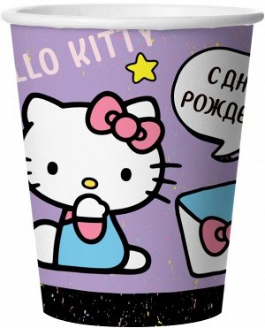 501305 Стакан бумажный "С Днем Рождения. Hello Kitty/Хелло Китти", 250 мл, 6 шт.