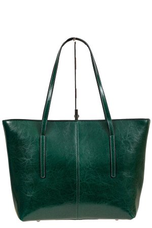 Кожаная сумка-трапеция, цвет зелёный