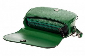 Маленькая сумка-почтальонка из натуральной кожи, цвет зеленый