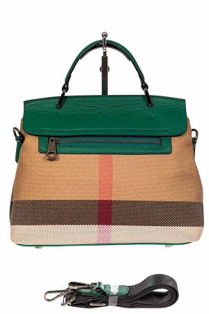Женская сумка из кожи и текстиля, цвет зеленый