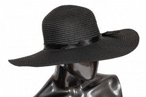 Соломенная летняя шляпка черного цвета