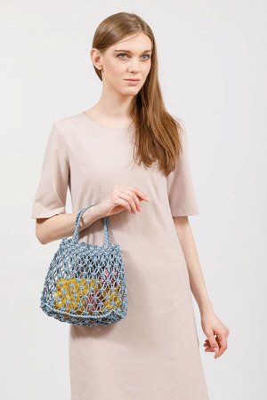 Женская плетеная сумка-авоська из эко-кожи, цвет бежево-молочный