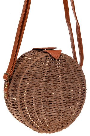 Круглая сумка-коробочка из ротанга, цвет коричневый