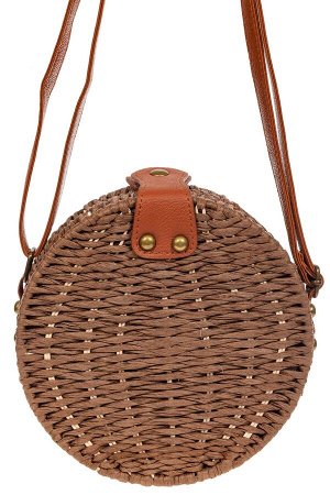 Круглая сумка-коробочка из ротанга, цвет коричневый