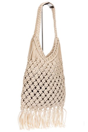 Женская сумка-авоська с плетеными ручками, цвет слоновой кости